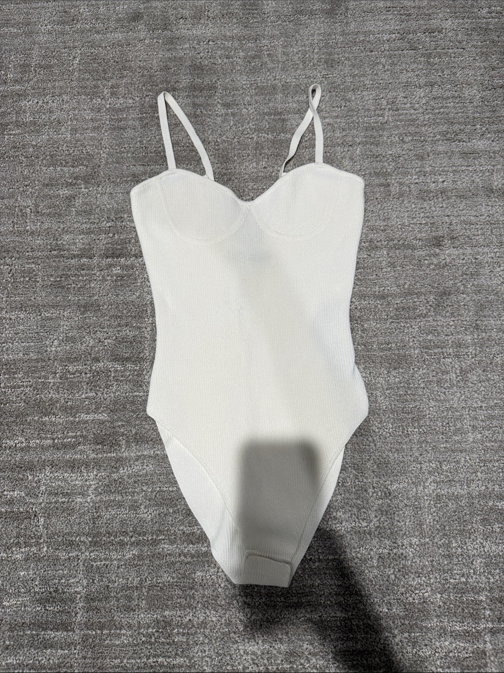 Zara Cream Ribbed One-Piece Bodysuit